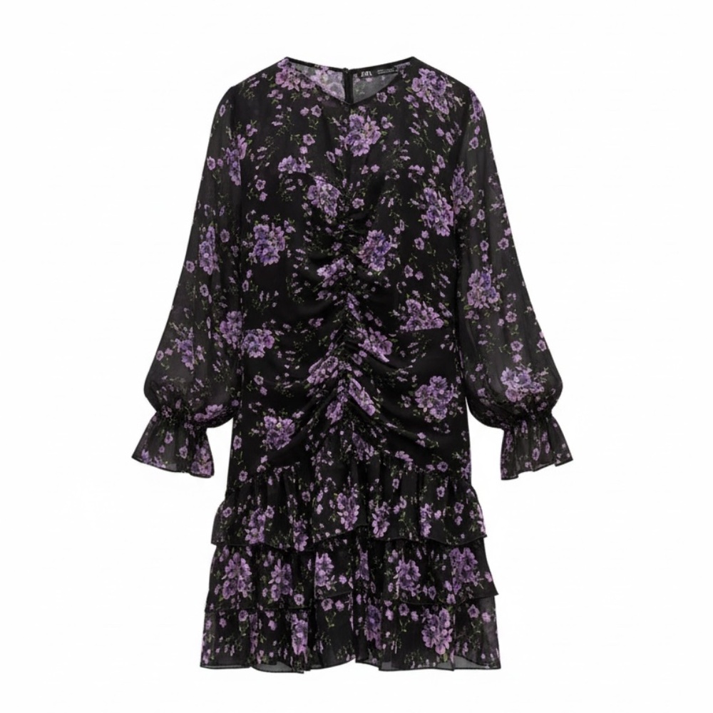 draped floral dress